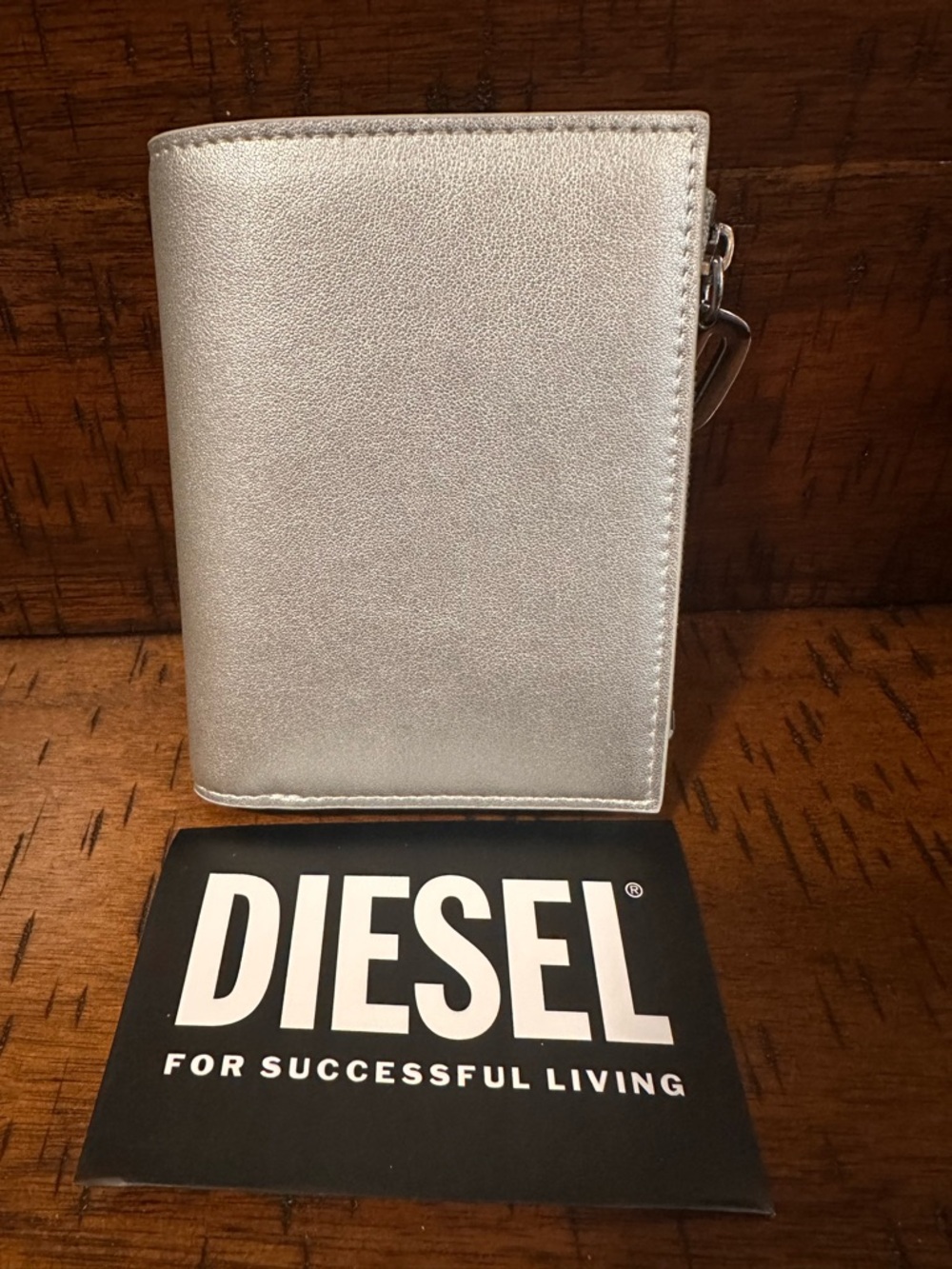 Diesel Silver Zip Coin Card Wallet